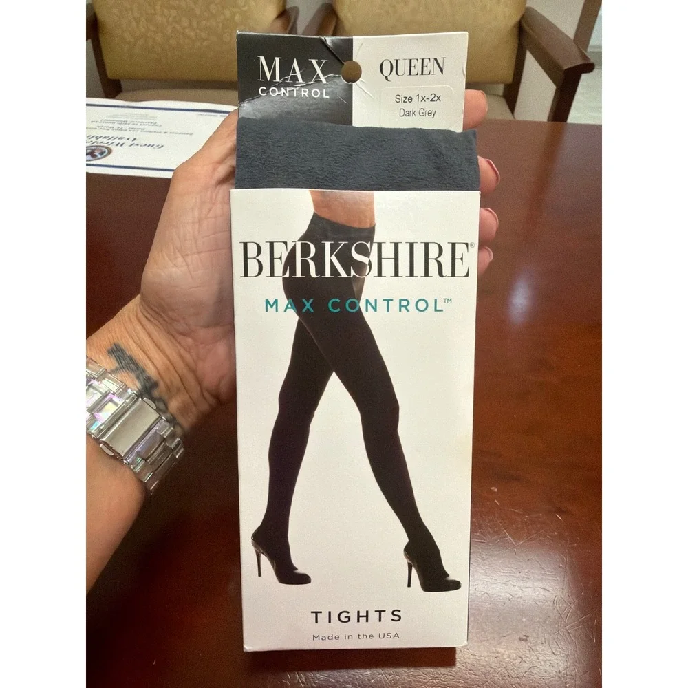 Berkshire Max Control Tights Dark Grey Queen 1x-2x Style 4739 Opaque Pantyhose